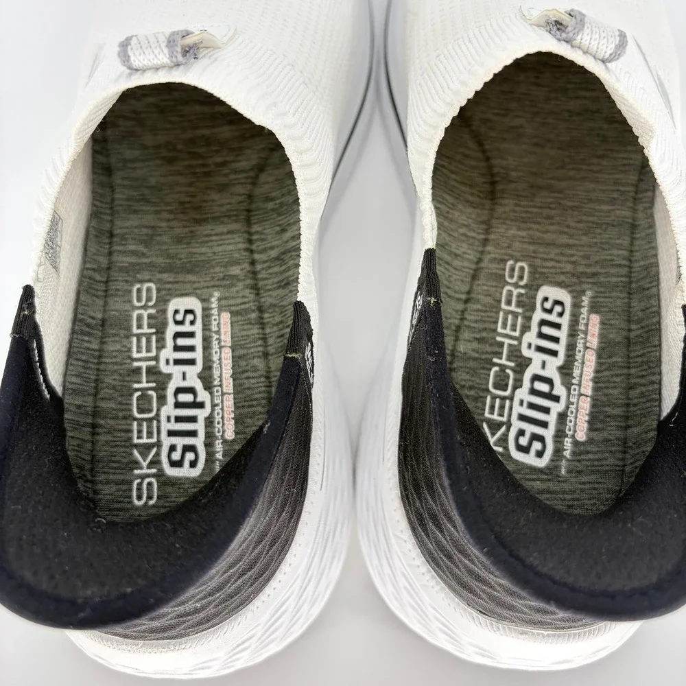Skechers Hands Free Slip-ins Max Cushioning Elite 2.0 Eternal White Black 129611